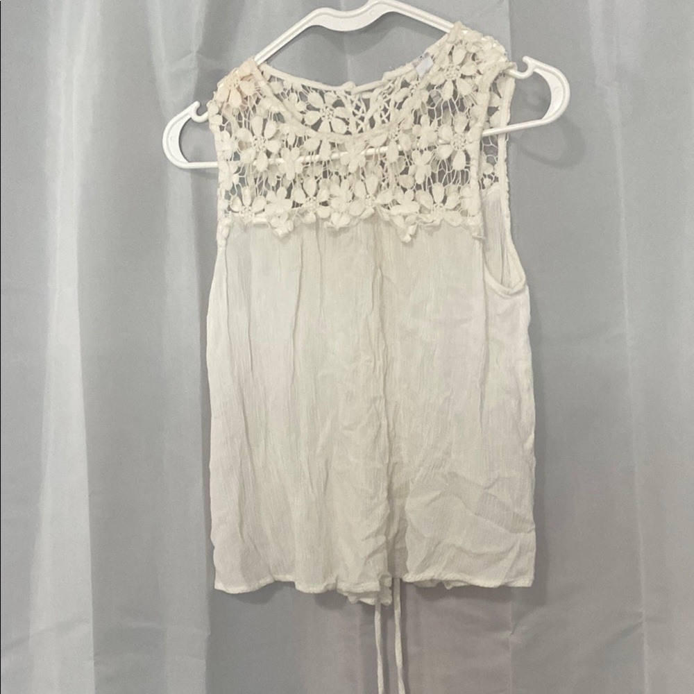 Mahina Cream Lace Tie Back Sleeveless Blouse
